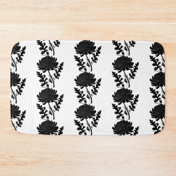 Item preview, Ranunculus Flower Black and White leaves silhouette on White background 16 designed and sold by ArmBaoStock.