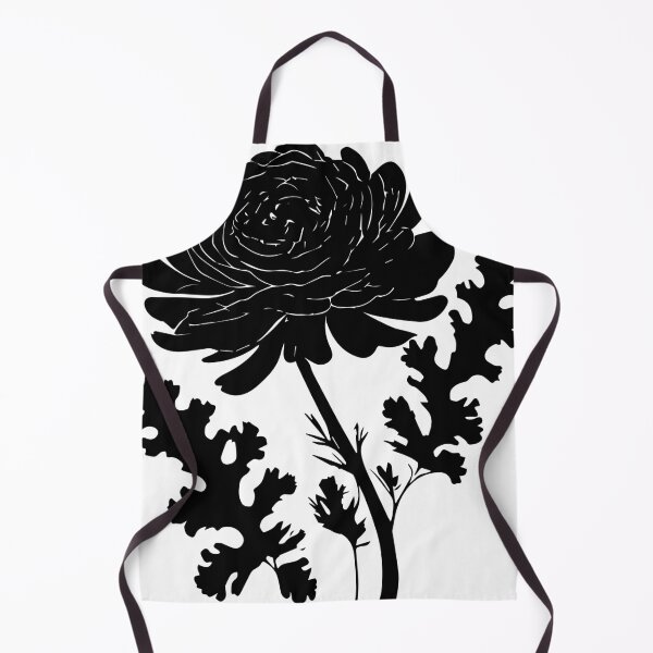 Item preview, Ranunculus Flower Black and White leaves silhouette on White background 16 designed and sold by ArmBaoStock.