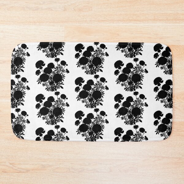 Item preview, Ranunculus Flower Black and White leaves silhouette on White background 18 designed and sold by ArmBaoStock.