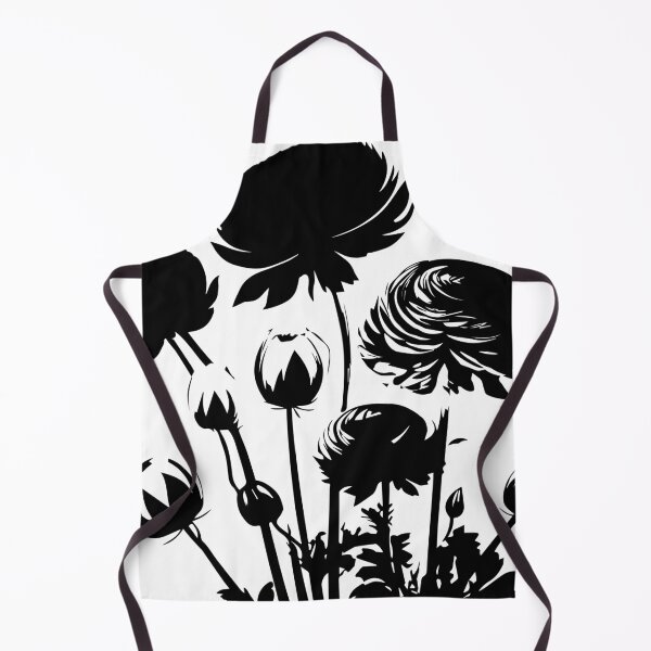 Item preview, Ranunculus Flower Black and White leaves silhouette on White background 19 designed and sold by ArmBaoStock.