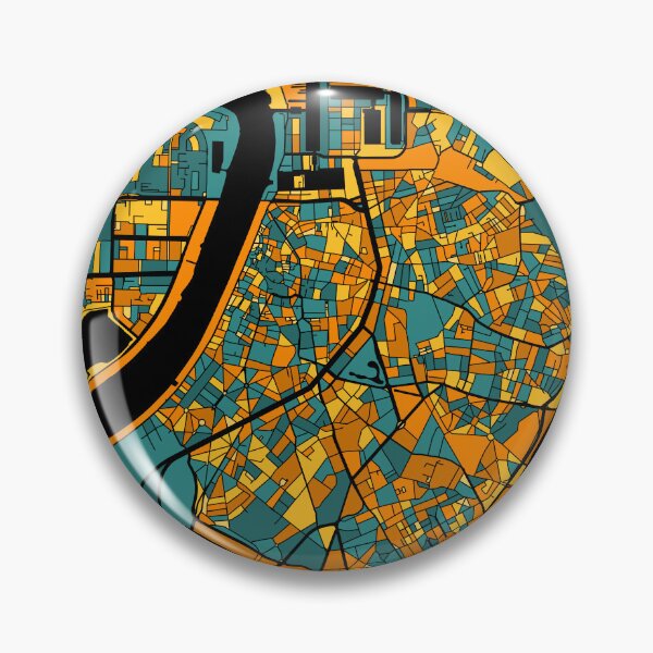 Item preview, Antwerp Map Pattern in Orange & Teal designed and sold by PatternMaps.