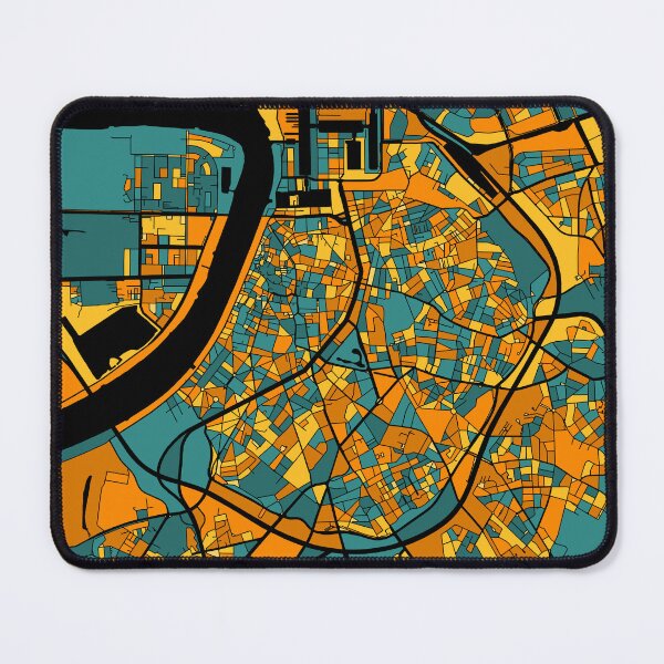 Item preview, Antwerp Map Pattern in Orange & Teal designed and sold by PatternMaps.