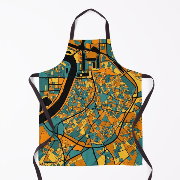 Item preview, Antwerp Map Pattern in Orange & Teal designed and sold by PatternMaps.