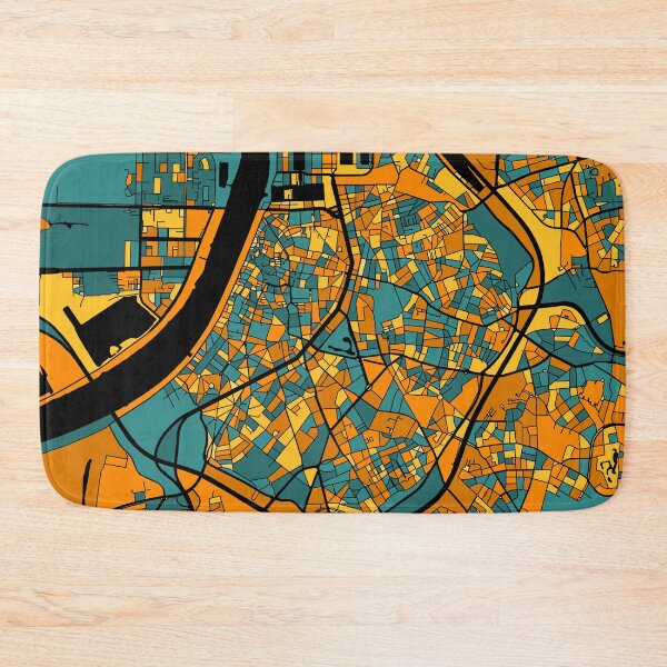 Item preview, Antwerp Map Pattern in Orange & Teal designed and sold by PatternMaps.