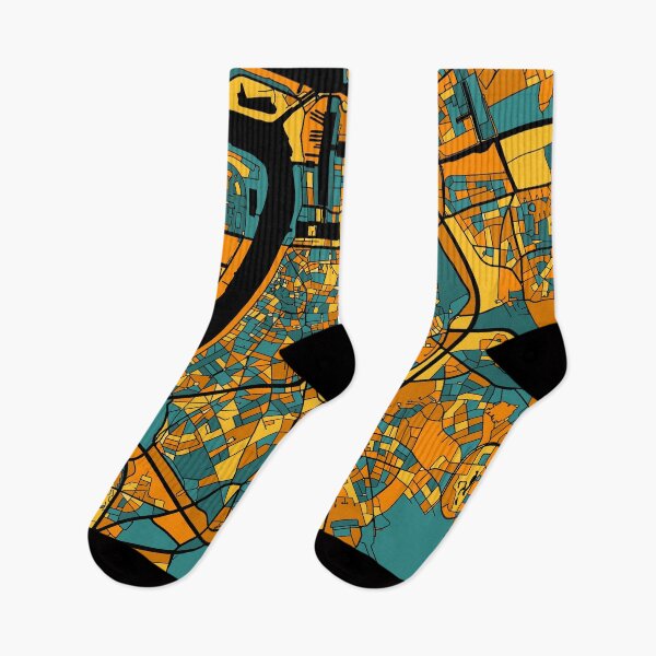 Item preview, Antwerp Map Pattern in Orange & Teal designed and sold by PatternMaps.