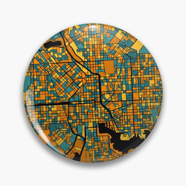Item preview, Baltimore Map Pattern in Orange & Teal designed and sold by PatternMaps.