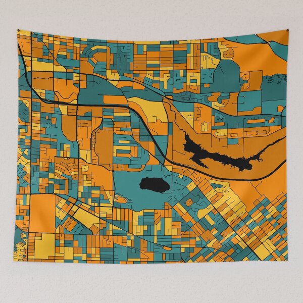 Item preview, Burnaby Map Pattern in Orange & Teal designed and sold by PatternMaps.