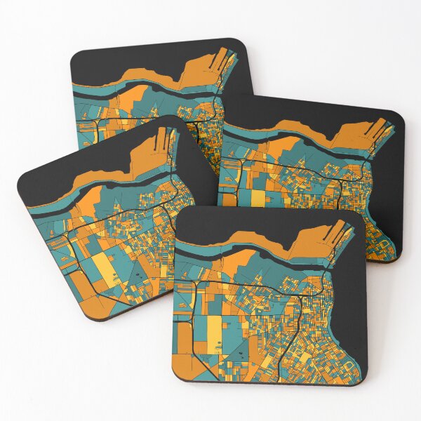 Item preview, Corpus Christi Map Pattern in Orange & Teal designed and sold by PatternMaps.