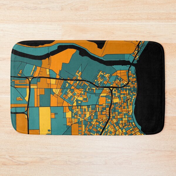 Item preview, Corpus Christi Map Pattern in Orange & Teal designed and sold by PatternMaps.