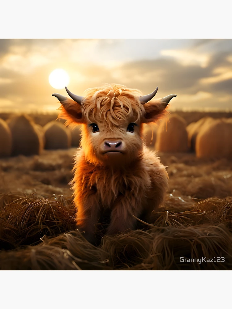 POSTCARD Mini Moo Adorable Baby Highland Cow Cute Calf Fuzzy