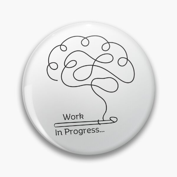Item preview, Work in Progress- Crochet Brain Minimalist Black Line Art and Text designed and sold by YellowfishShop.