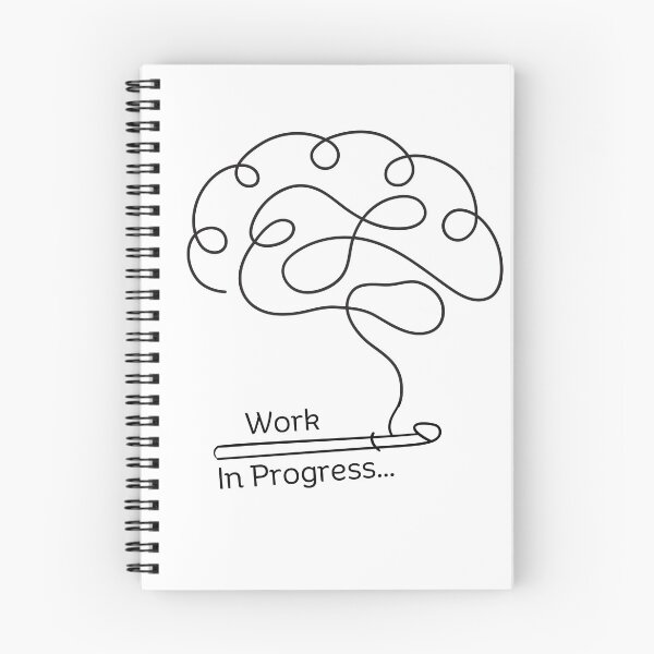 Item preview, Work in Progress- Crochet Brain Minimalist Black Line Art and Text designed and sold by YellowfishShop.