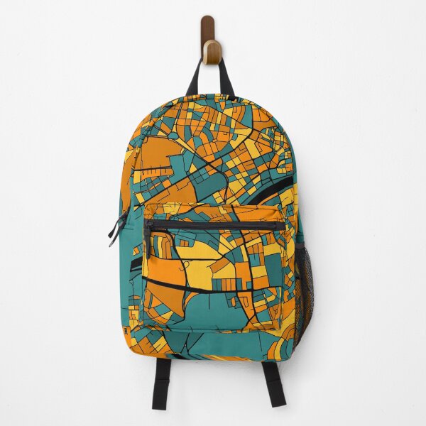 Item preview, Frankfurt Map Pattern in Orange & Teal designed and sold by PatternMaps.
