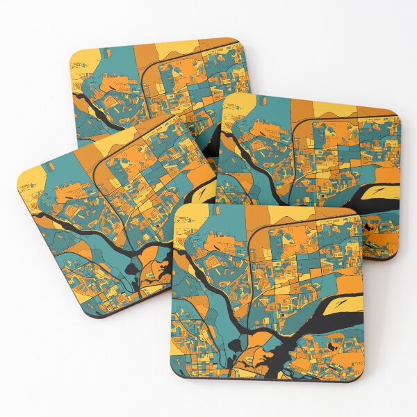 Item preview, Gatineau Map Pattern in Orange & Teal designed and sold by PatternMaps.