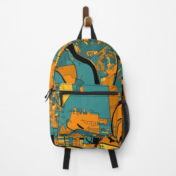 Item preview, Gatineau Map Pattern in Orange & Teal designed and sold by PatternMaps.
