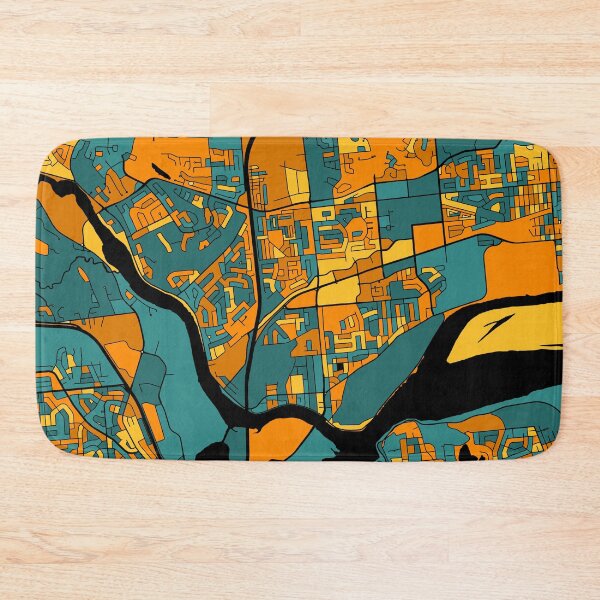 Item preview, Gatineau Map Pattern in Orange & Teal designed and sold by PatternMaps.