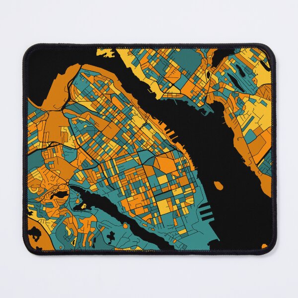 Artikelvorschau, Halifax-Kartenmuster in Orange und Blaugrün entworfen und verkauft von PatternMaps.