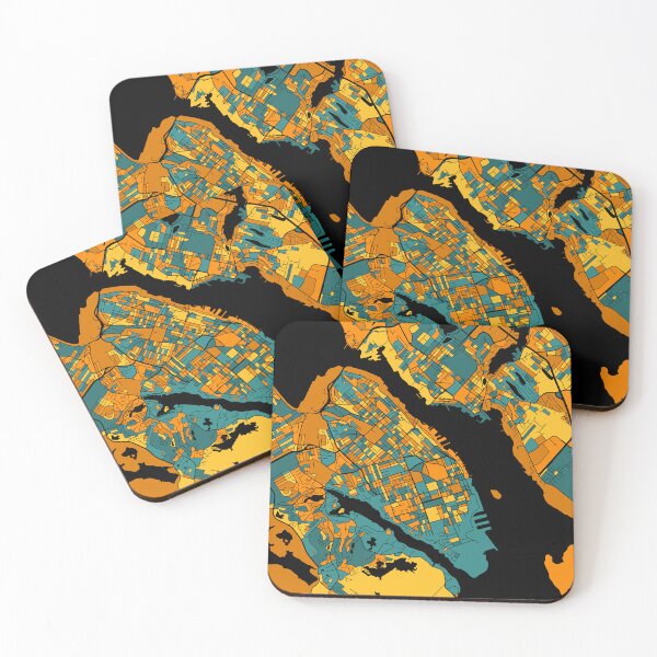Item preview, Halifax Map Pattern in Orange & Teal designed and sold by PatternMaps.