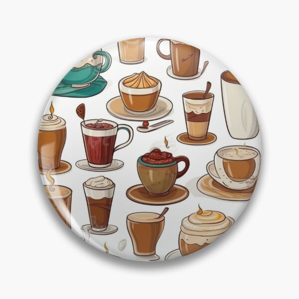 Item preview, Different types of coffee in cartoon style seamless pattern designed and sold by MiraCleAI.