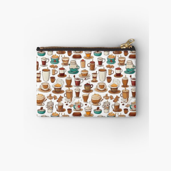 Item preview, Different types of coffee in cartoon style seamless pattern designed and sold by MiraCleAI.