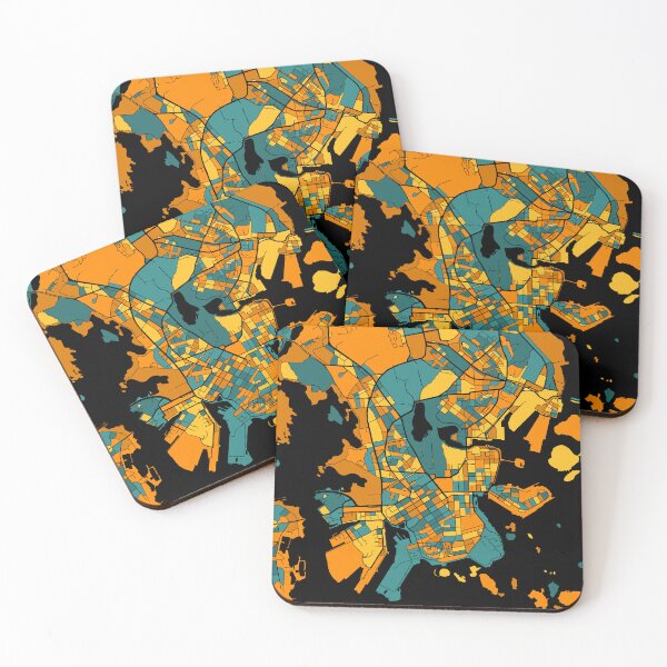 Item preview, Helsinki Map Pattern in Orange & Teal designed and sold by PatternMaps.