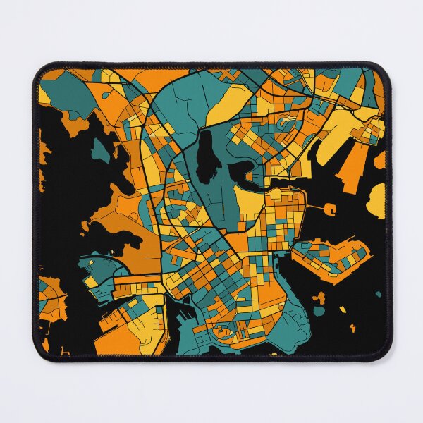 Item preview, Helsinki Map Pattern in Orange & Teal designed and sold by PatternMaps.