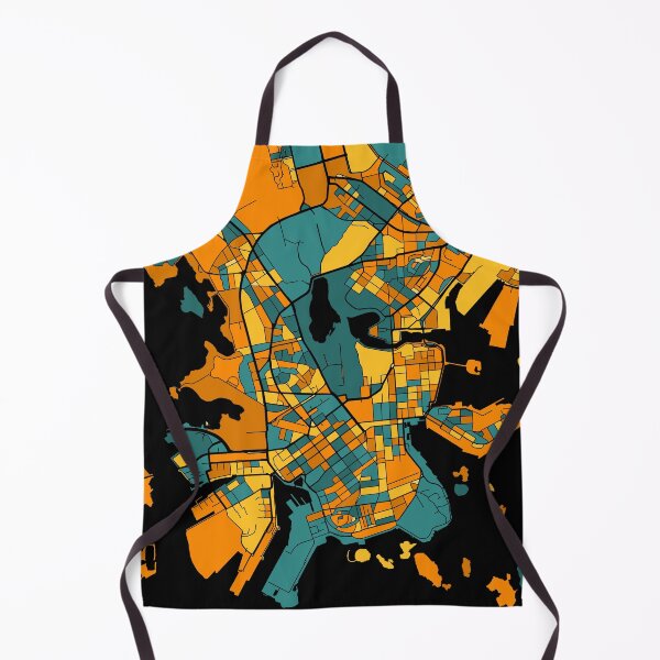 Item preview, Helsinki Map Pattern in Orange & Teal designed and sold by PatternMaps.
