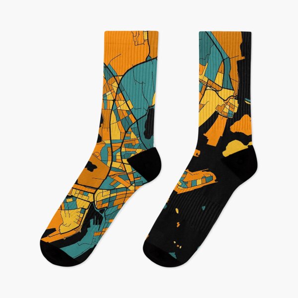 Item preview, Helsinki Map Pattern in Orange & Teal designed and sold by PatternMaps.