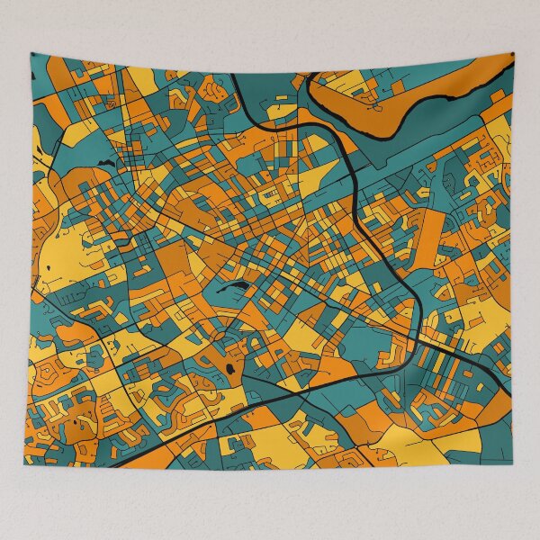 Item preview, Kitchener Map Pattern in Orange & Teal designed and sold by PatternMaps.