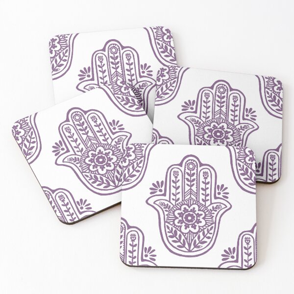 Artikelvorschau, Hamsa Flora Linocut Pattern - Snow + Plum entworfen und verkauft von Irene Estelle.