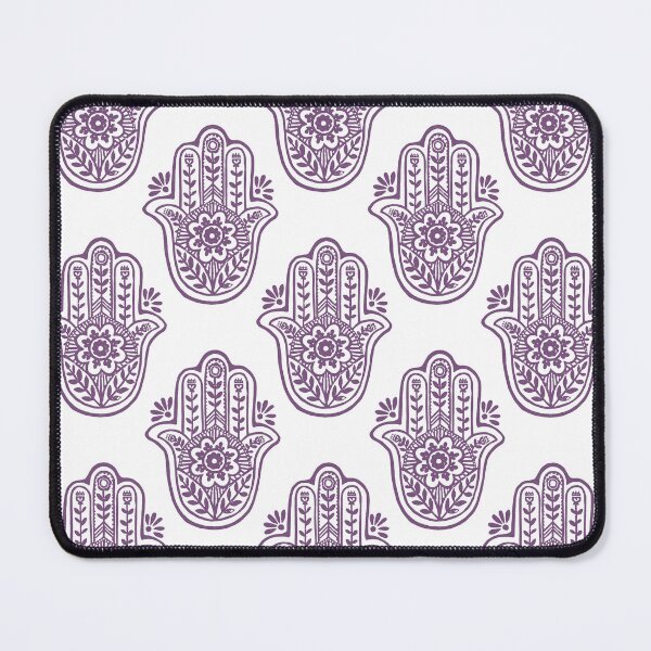 Artikelvorschau, Hamsa Flora Linocut Pattern - Snow + Plum entworfen und verkauft von Irene Estelle.