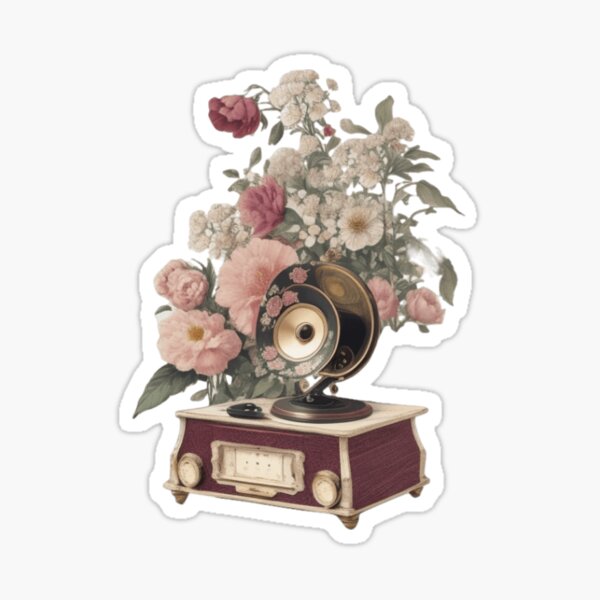Item preview, vintage phonograph - flowers designed and sold by Coxzystore.