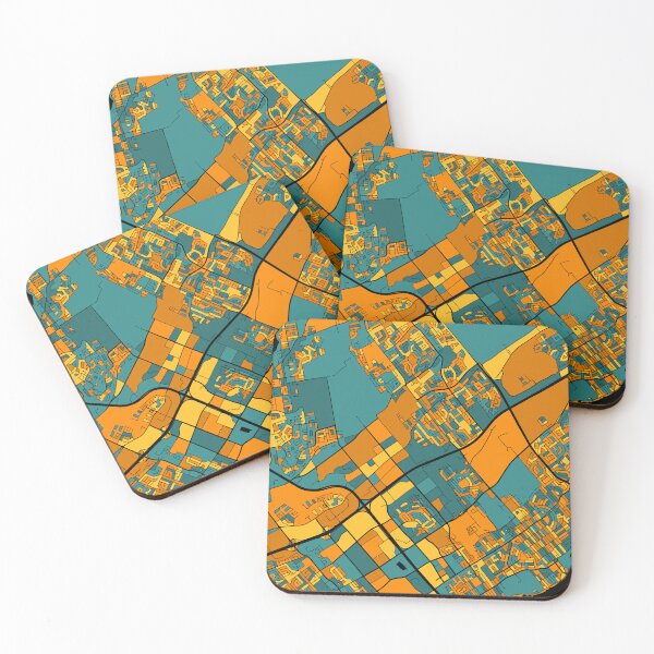 Item preview, Laval Map Pattern in Orange & Teal designed and sold by PatternMaps.