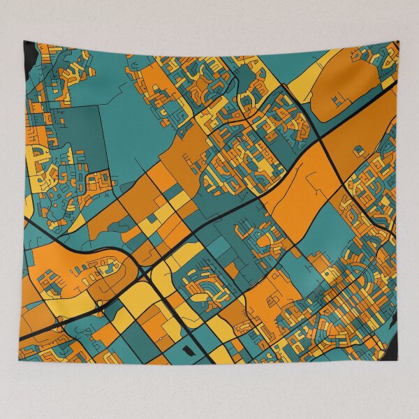 Item preview, Laval Map Pattern in Orange & Teal designed and sold by PatternMaps.