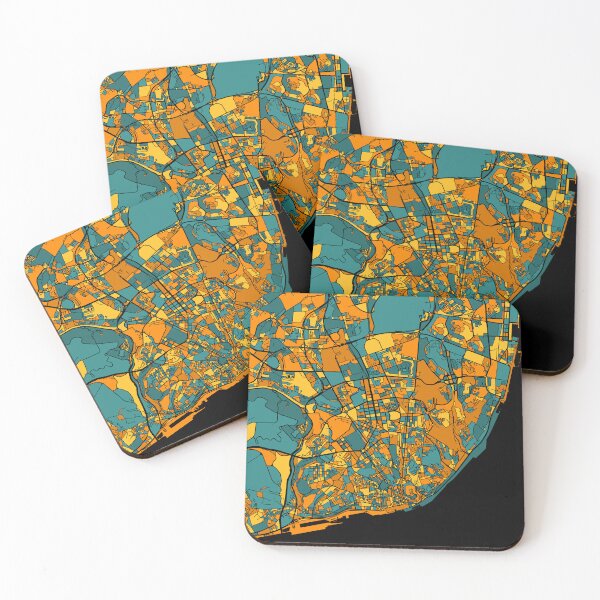 Item preview, Lisbon Map Pattern in Orange & Teal designed and sold by PatternMaps.