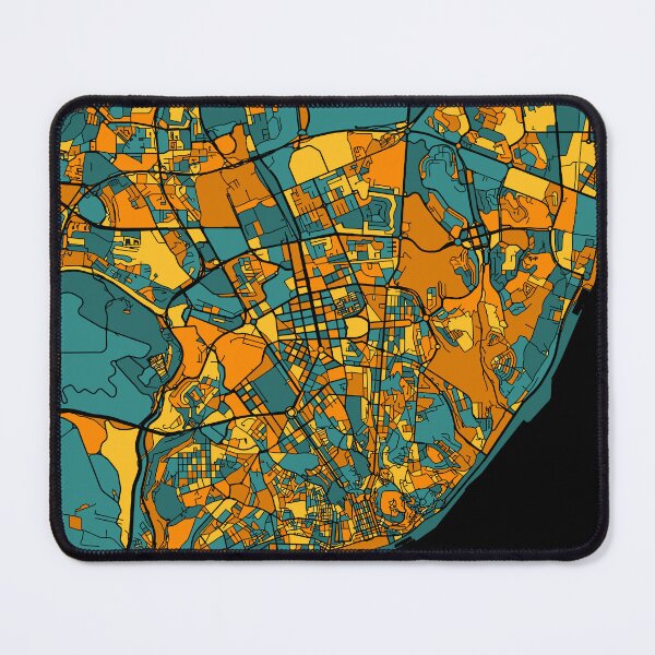 Item preview, Lisbon Map Pattern in Orange & Teal designed and sold by PatternMaps.