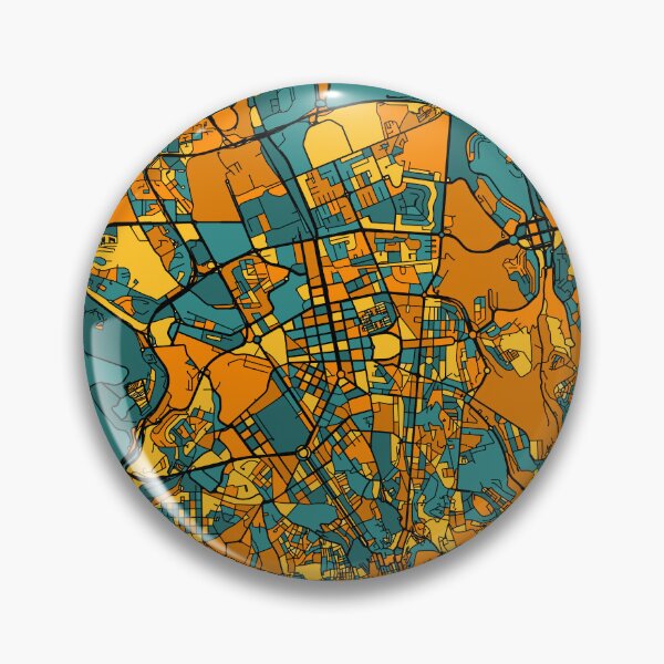 Item preview, Lisbon Map Pattern in Orange & Teal designed and sold by PatternMaps.