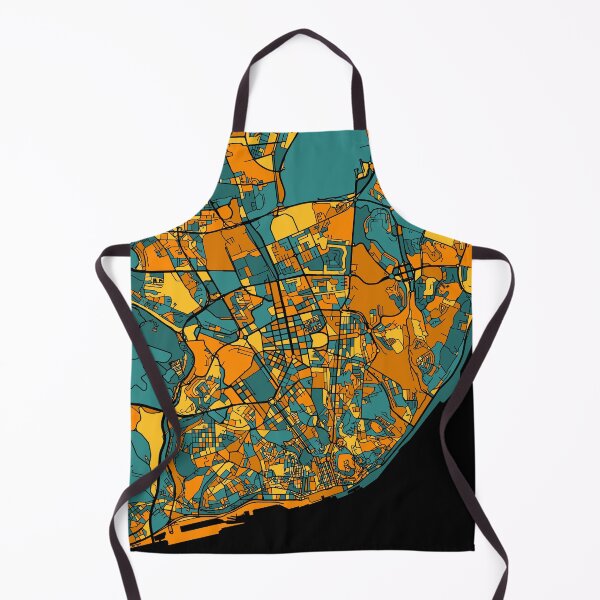 Item preview, Lisbon Map Pattern in Orange & Teal designed and sold by PatternMaps.