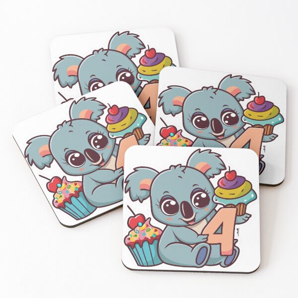 Item preview, Cute Koala Cupcake With Number 4, 4th Birthday designed and sold by lee2021.