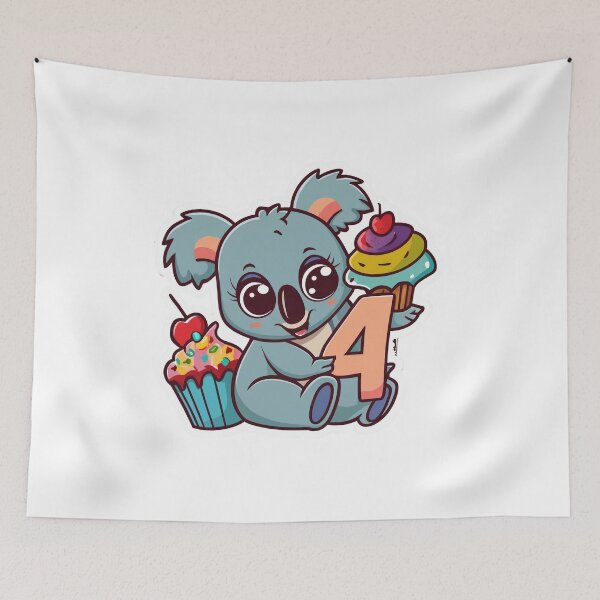 Item preview, Cute Koala Cupcake With Number 4, 4th Birthday designed and sold by lee2021.