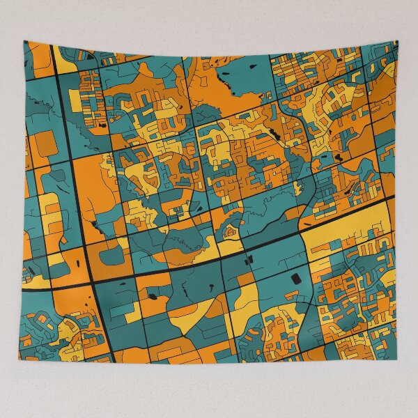 Item preview, Markham Map Pattern in Orange & Teal designed and sold by PatternMaps.