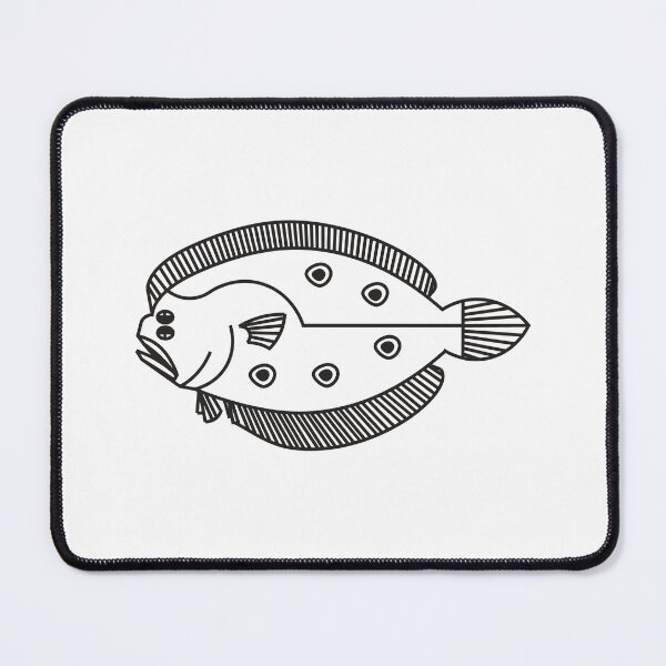 Item preview, Fun Flounder Fish in Black and White designed and sold by fruttidimare.