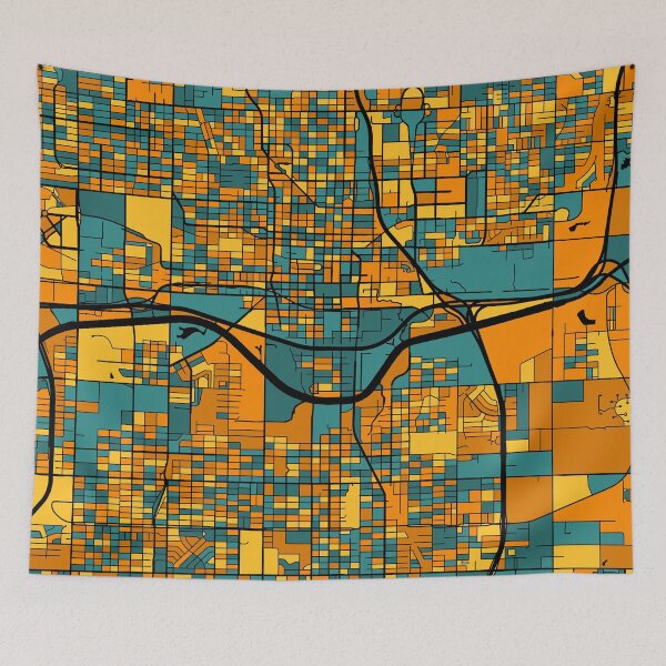 Item preview, Oklahoma City Map Pattern in Orange & Teal designed and sold by PatternMaps.