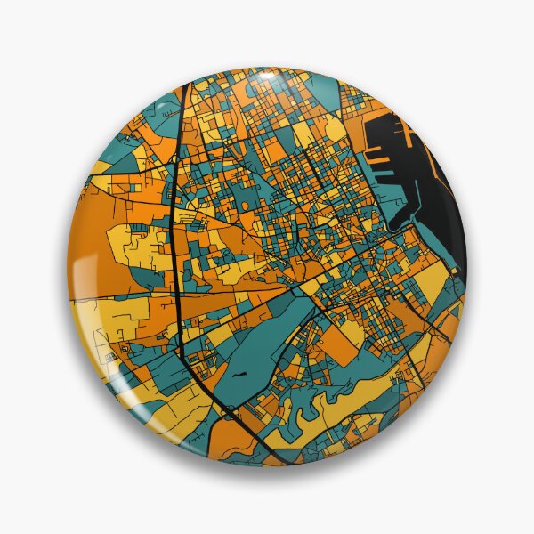 Item preview, Palermo Map Pattern in Orange & Teal designed and sold by PatternMaps.