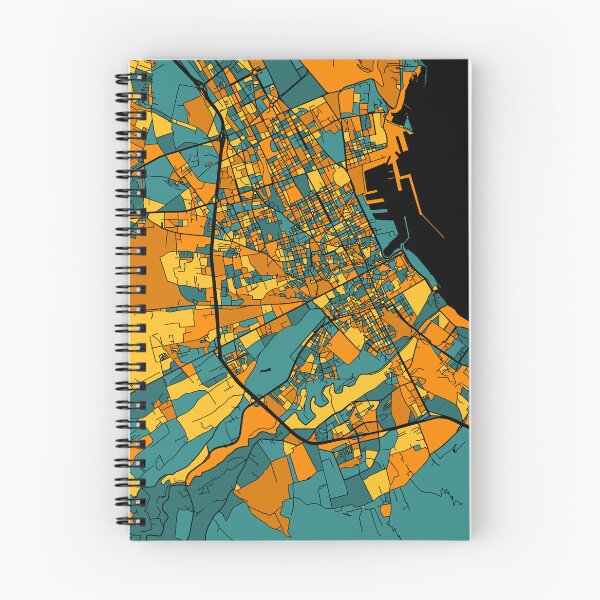 Item preview, Palermo Map Pattern in Orange & Teal designed and sold by PatternMaps.