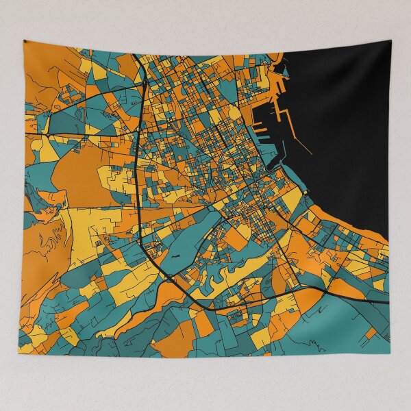 Item preview, Palermo Map Pattern in Orange & Teal designed and sold by PatternMaps.