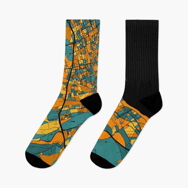 Item preview, Palermo Map Pattern in Orange & Teal designed and sold by PatternMaps.