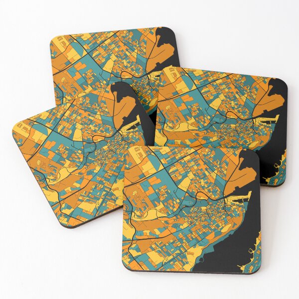Item preview, Quebec City Map Pattern in Orange & Teal designed and sold by PatternMaps.