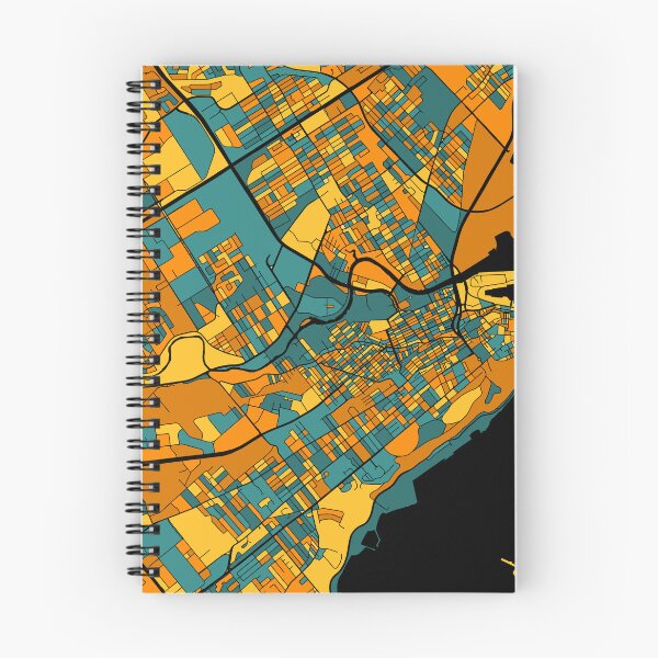 Item preview, Quebec City Map Pattern in Orange & Teal designed and sold by PatternMaps.