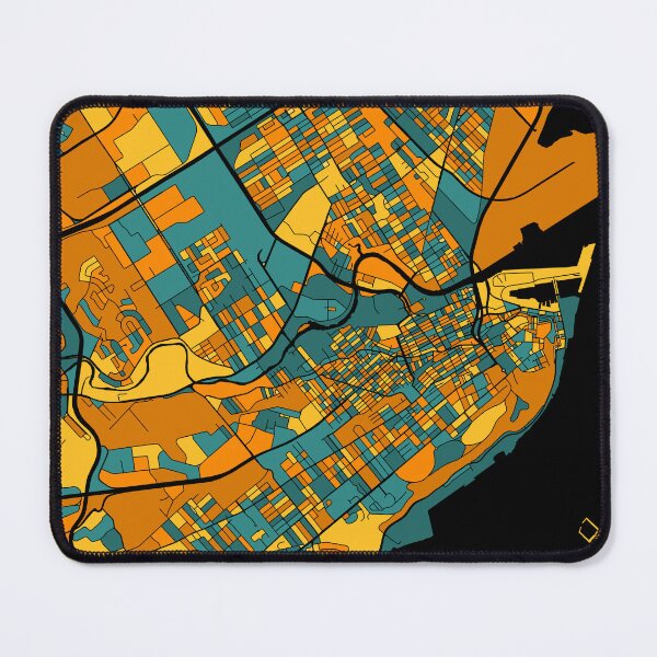 Item preview, Quebec City Map Pattern in Orange & Teal designed and sold by PatternMaps.